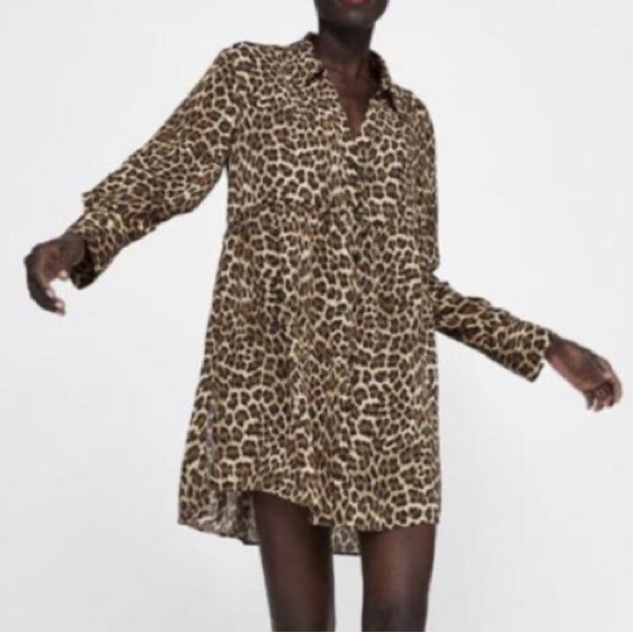 Zara Cheetah Print Tunic Length Shirt - Picture 1 of 9